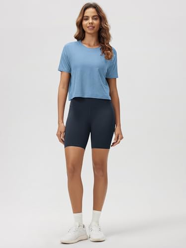 Image of ODODOS Women's Performance Cropped Tee Ultra Soft odSTRATUM Tech Short Sleeve Relaxed Top Crew Neck T-Shirts