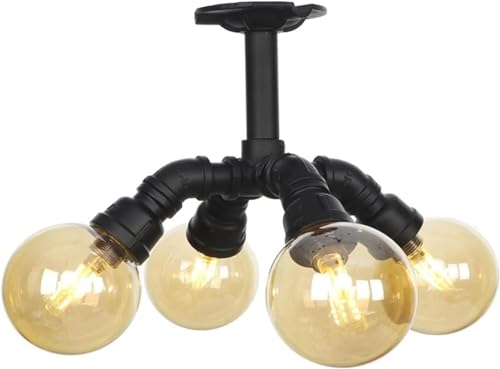 Lustre à tube industriel rustique à 4 lumières pour plafond de salle à manger