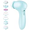Electric Facial Cleansing Brush 7 in 1 - Fabuday Face Skin Spin Brush for Deep Cleansing, Gentle Exfoliating, Blackhead Removing and Massaging, Battery Operated Facial Cleanser Brush