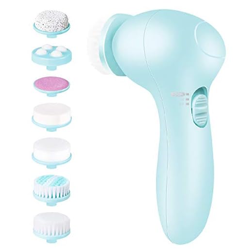 Electric Facial Cleansing Brush 7 in 1 - Fabuday Face Skin Spin Brush for Deep Cleansing, Gentle Exfoliating, Blackhead Removing and Massaging, Battery Operated Facial Cleanser Brush