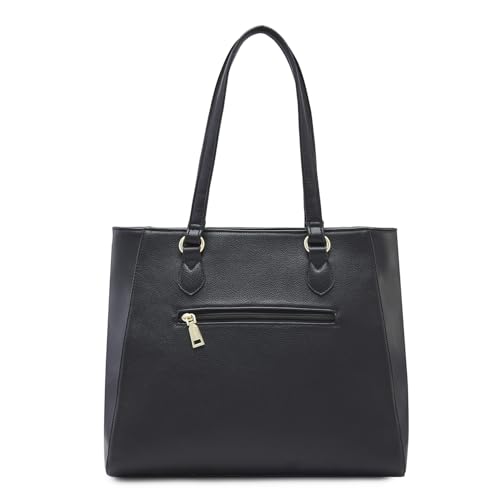 Image of Caprese Erica Tote Medium Black - Kiara Exclusive Floral Design, Spacious Interior, Middle Compartment, Trendy Shoulder Bag for Office and Daily use