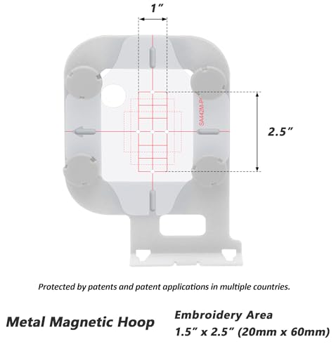 Image of Sew Tech Magnetic Embroidery Hoop for Brother PE900 PE800 SE2000 SE1900 PE770 780D PE700 PC6500 Brother Innovis 1250 700 Babylock Embroidery Machine Hoop (1 inchx2.5 inch- SA442M)