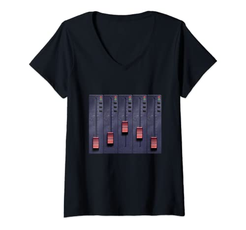 Mujer Fader Controller Sound Machine Music Dj Equipment Camiseta Cuello V