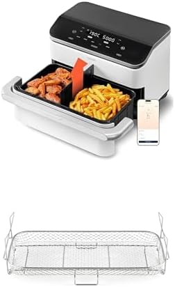 COSORI Air Fryer 10L Twinfry, Dual Zone Avec Séparateur Amovible, Capacité Flexible de 10L, Friteuse sans Huile 5-en-1, 40℃-240℃, 66% d'Énergie en Moins, Connectée à l’Application