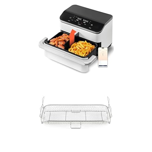 COSORI Air Fryer 10L Twinfry, Dual Zone Avec Séparateur Amovible, Capacité Flexible de 10L, Friteuse sans Huile 5-en-1, 40℃-240℃, 66% d'Énergie en Moins, Connectée à l’Application