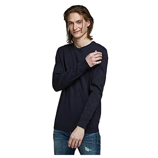 Jack & Jones Hombre Básico Knit Crew Cuello - Armada Blazer - L