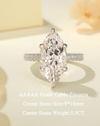 5.5CT Marquise Engagement Ring,Elongated Marquise Ring,Simulated Diamond Ring,Promise Ring in S925 Sterling Silver2