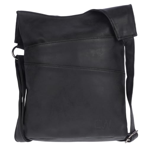 Christian Wippermann Damen Tasche Schultertasche Umhängetasche Crossover Bag Leder Optik Handtasche Schwarz