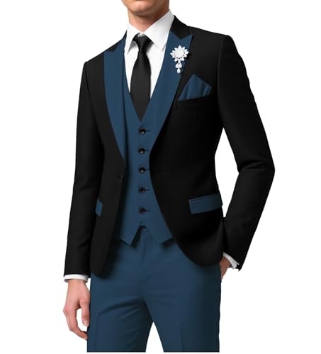 Mens 3 Piece Suit Slim Fit Men Tuxedo Suits Set Formal Business Prom Tuxedos One Buttone Blazer Vest Pants Party