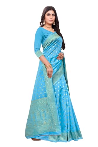 C J Enterprise Women's Pure Kanjivaram Silk Saree Banarasi Soft Sari With Blouse Piece For Wedding (Pari124-50)