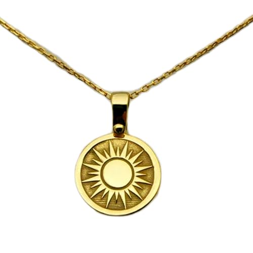 Collier pendentif soleil gravé en argent plaqué or pour le quotidien