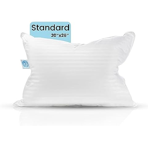East Coast Bedding Balanced Dream 50/50 Goose Feather Down Standard Pillow 20x26 Inch Medium Support with 100% Cotton Shell – Single Pack Cover