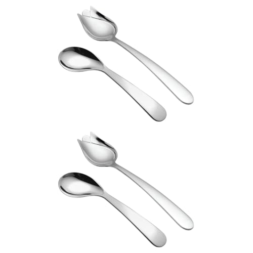 GARVALON 4 個 高齢者 食器 患者 斜め スプーン 小さい スプーン 適応 食事 食器 スプーン ステンレス スチール 斜め スプーン 金属 斜め スプーン 食器 斜め スプーン 用 老人