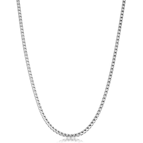 ARGENTO REALE Sterling Silver 2.5MM-5MM Solid Franco Chain Necklace, Round Box Link Chain, Rhodium Necklace, Sterling Silver Necklace 18-30 Cover