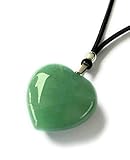Piedra amor Collar mujer ajustable colgante de piedra natural corazón de amor. Piedra energética suerte amor y zamak bañado en plata. Ideal para regalo. (Amazonita Verde)