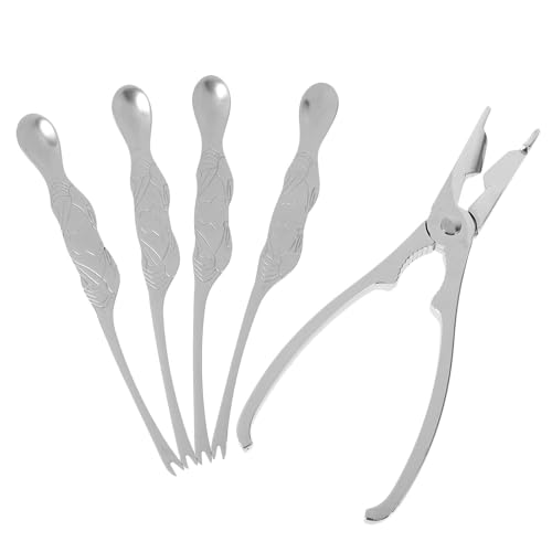 Warmhm Antideslizantes en Uso de Mariscos para Patas de Cangrejo y Langosta and Juego de 5 Piezas de Herramientas para Abrir Mariscos Tijeras de Aleación de Zinc