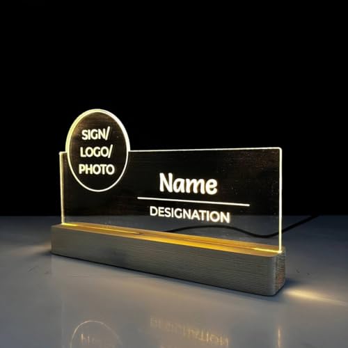Image of Customized LED Name Plate for Office Desk Table Name Sign Birthday Tahnk you Rakhi Gift For Doctor Professionals Director Manager CEO Founder Friend (10 x 6 inch) (Custom Name)