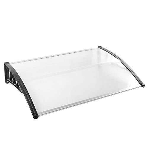 LARS360 Porte d'entrée Auvent, 150 x 100cm Marquise Porte d'entrée, Noir Auvent Marquise en Polycarbonate, Toit de Porte pour Garage, Balcon, Fenêtre, Extérieur