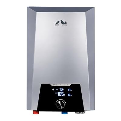 Mount Steel Electric Tankless Water Heater, 12kW–18kW Adjustable, 240V, Configurable Power, Self-Modulating Whole House Hot Water Heater, Stable Temperature, 99% Thermal Efficiency