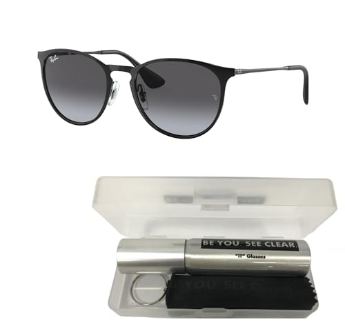 Ray-Ban RB3539 Sunglasses Bundle: RB 3539 ERIKA METAL 002/8G Erika Metal Black Light Grey G and Eyewear Cleaning Kit2