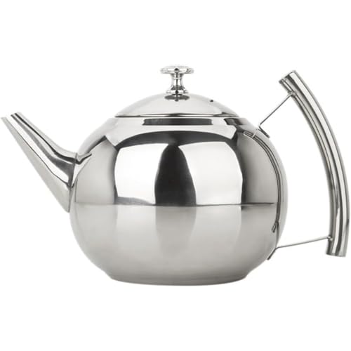 Juxkov ステンレス製ティーポットフィルター付きフィルターフラワーレストランホテルケトルレストラン用IHクッキングヒーター (シルバー,1.0L)