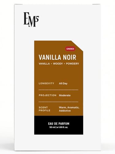 Image of EM5 Vanilla Noir Unisex Perfume | Vanilla Aromatic Woody Powdery Fragrance | Eau de Parfum Spray | Strong & Long Lasting Scent | Luxury Gift for Him & Her | 50ml