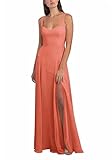 Vestidos Largos de gasa para DAMA de Honor para invitados de boda, Vestidos de Fiesta de graduación para Mujeres US26 Plus Coral