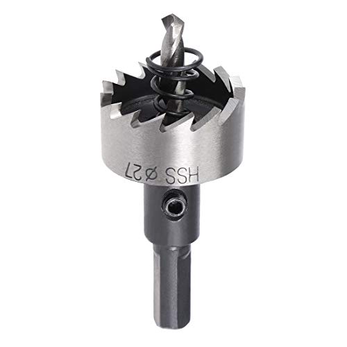sourcingmap 27mm HSS Drill Bit Hole Saw for Stainless Steel Metal Alloy Wood, Black, 27x14mm