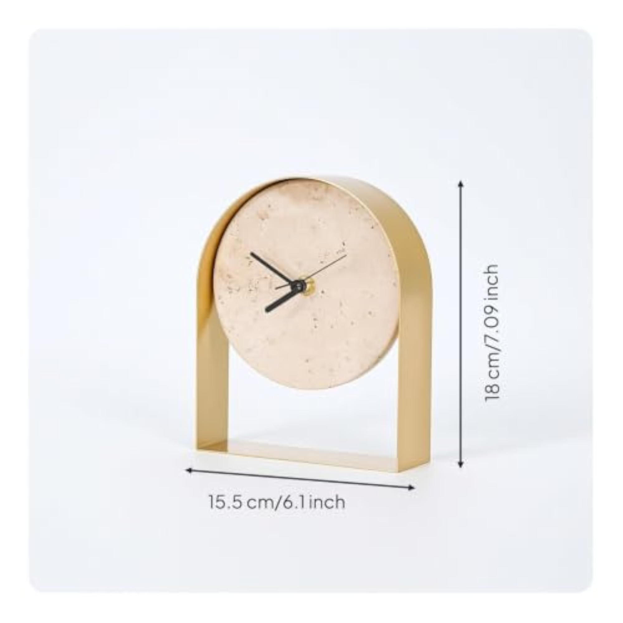Clock with Stone Face, Compact Arched Mantel Design