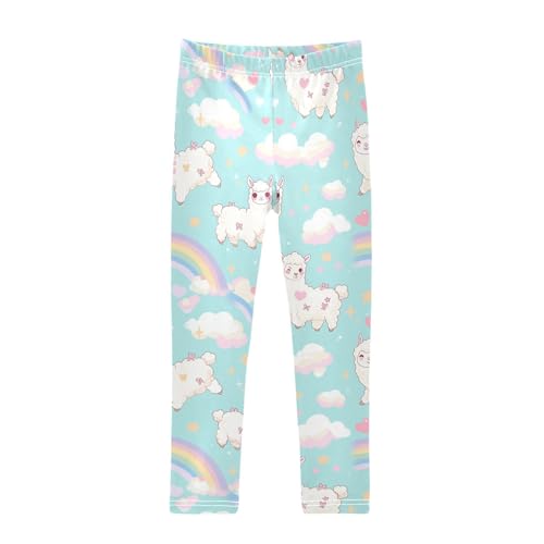 Alpaca Girls' Leggings Toddler Doodles Rainbow Kids Yoga Pants Dance Active Tights 4T