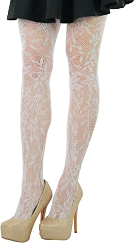 Image of ToBeInStyle Women's Elegant Floral Lace Inspired Spandex Net Full Length Tights