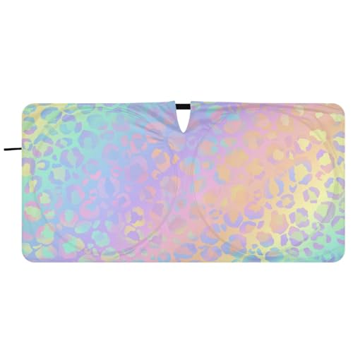 Car Sunshades for Front Windshield Foldable SUV Auto Sun Shield Rainbow Leopard Rose Gold Cheetah for SUV Blocks UV Rays Front Window