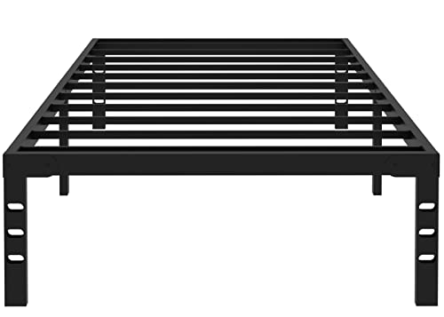 Tooyyer 18Inch Twin Xl Extra Long Metal Bed Frame 2500 Lbs Support Heavy Duty Sturdy Steel Frame No Box Spring Needed Easy To Assembly Mattress Foundation Non-Slip Support&Noise Free Black Bed Twin Xl #TOP8