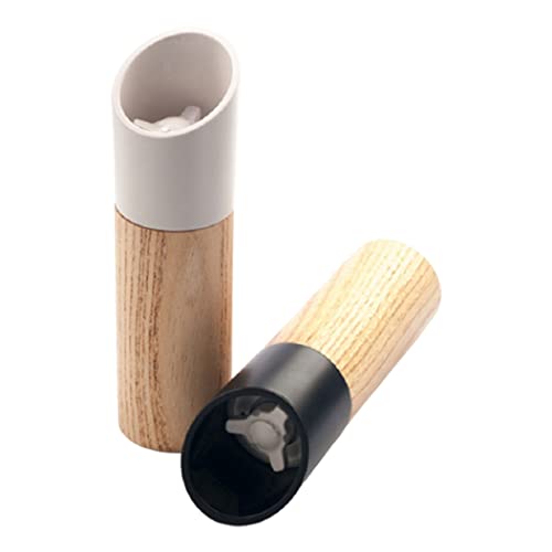 Peosaard Macinaspezie Regolabile, Set Macinapepe Macina Sale Dispenser per Agitatori di Spezie con Ruvidità Regolabile 2 Pezzi, Shaker per Grani di Pepe