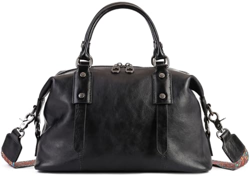 Image of Leather Handbag for Women, Genuine Leather Purses Retro Mandela Crossbody Handbag Tote Bag