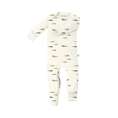 Image of GUNAMUNA Convertible Baby Footie Pajamas, 2-in-1 Romper with Diaper-ZiP, Fold-Over Mittens & Cuffs