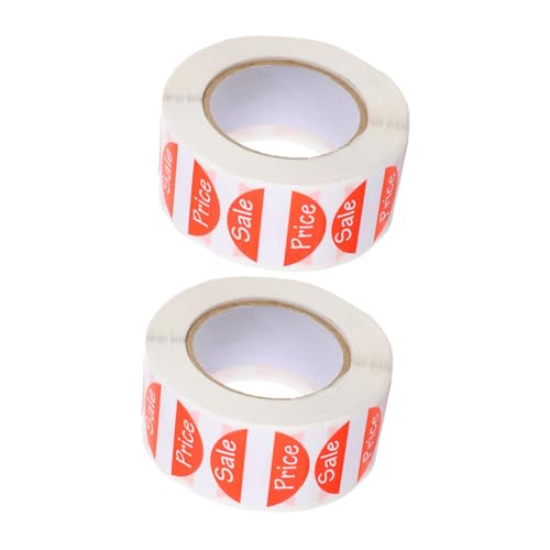 MUCKLILY 2 Rolls Round Red Adhesive Labels for Retail Store Great for Sale Stickers Tag Sale Stickers and Food Bag Sealing Sticker Red
