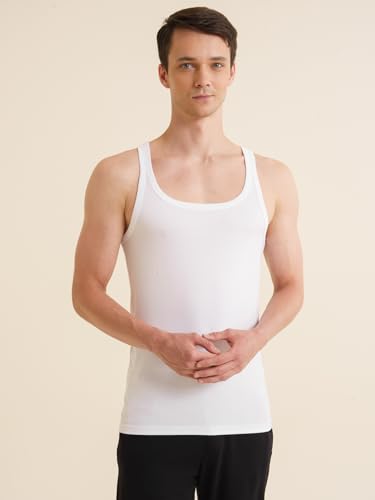 Image of DAMENSCH Neo-Cotton, Anti-Bacterial, Square Neck, Shape Retaining Vest, 100% Cotton Banyan for Men, Buttery Soft Inner Baniyan