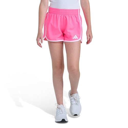 Adidas Girls Elastic Waistband Woven World Cup Pacer Short with Binding Lucid Pink M