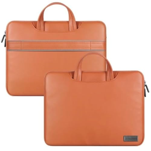 Image of TechTrendz Laptop Messenger Bag, Portable Carrying Backpack for 15 inch Laptops Anti-Scratch Notebook PU Leather Sleeve Bag - Brown