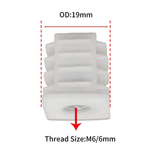 Image of Flyshop White M6 Threaded Plastic Plugs Square Tube End Caps Tubing Plugs Inserts Furniture Glider 19 mm x 19 mm 4 Pcs