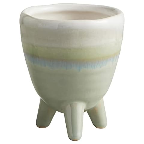 47th & Main Ceramic Footed Planter, 3.75" Tall, Aqua Stone Cover