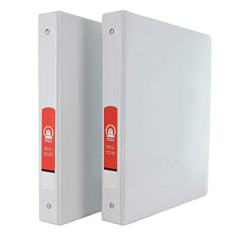 Emraw Super Great 1 Inch 3-Ring View Binder with 2-Pockets - Available in White - Great for School, Home, & Office (2-Pack)