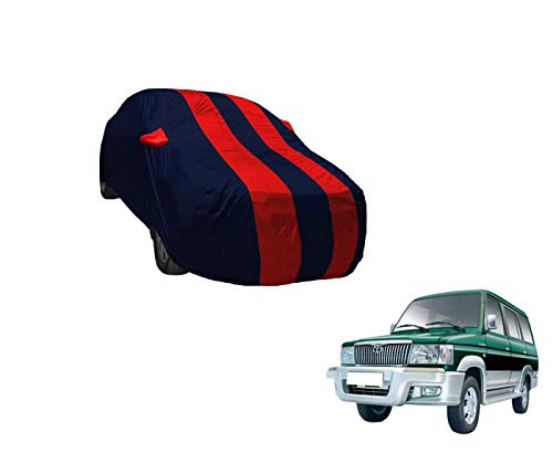 Image of Auto Hub Car Cover Compatible with Qualis with Weather Proof, Mirror Pocket, Triple Stitched, Qualis Car Cover- Navy-Red