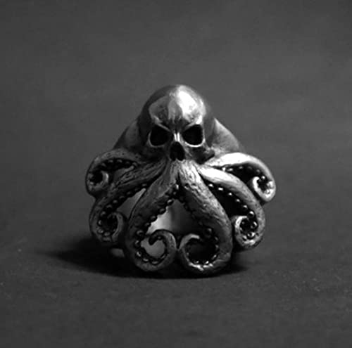 NLOOKS Retro Punk Octopus Skull Ring per Uomo