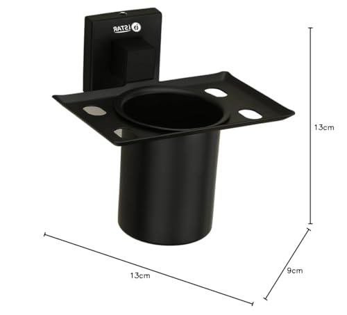 Image of iSTAR Stainless Steel Toothbrush Holder Tumbler Holder Toothbrush Stand Tumbler Stand Bathroom Accessories Anti Rust (Black) (Pack of 1)