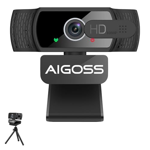 1080P Full HD Webcam with Microphone and Rotatable Tripod, Web Camera, 95° Wide Angle, Privacy Cover,Plug&Play USB Web Cam for Laptop PC, Zoom/Skype/Teams, Conferencing and Video Calling