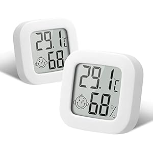 flintronic Thermometer voor binnen, digitaal, hoge precisio, glimlachende gezichtsthermometer, groot, ultrafijn display, temperatuurmonitor en vochtigheidsmeter voor thuis, kantoor, reptielen