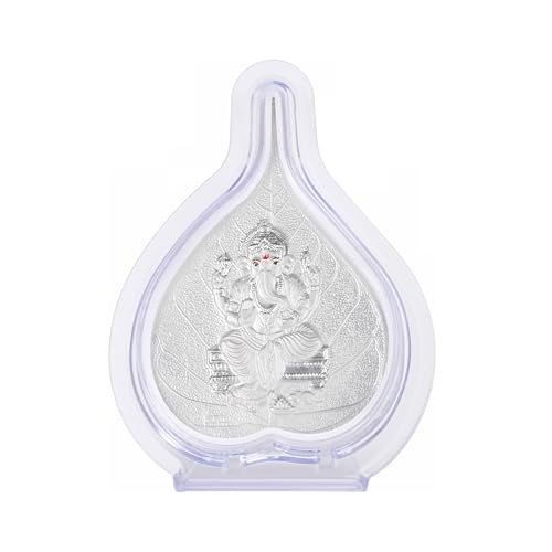 Image of 999 Pure Silver Ganesha Pan Stand | Ganesh Idol with PoojaPan for Home Temple, Office & Hall Decor | Luxury Spiritual & Corporate SilverGift | Tabletop 4.25 inch x 3 inch inch