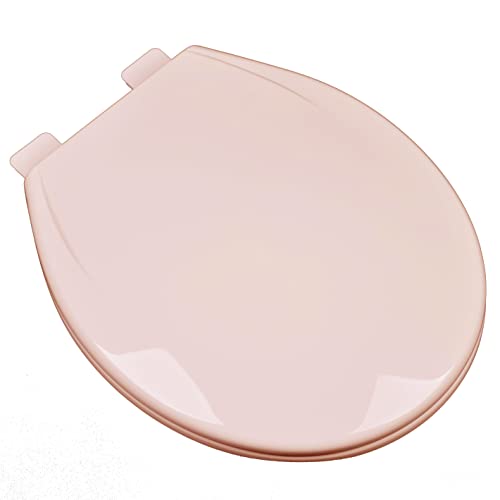 Bath Décor 2Q1R6-20 Builder Grade Slow Close Plastic Toilet Seat with Vari-Adjust Lok-Down R'N'C Hinge and Quik-Lok Mounting Hardware, Round, Venetian Pink